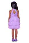 LIL DRAMA_Purple Printed Velvet Barbie Star Ruffle Tiered Dress _at_Aza_Fashions