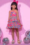 Buy_LIL DRAMA_Peach Jimmy Choo Shimmer Fabric Print Barbie Heart Layered Dress _at_Aza_Fashions