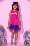 Buy_LIL DRAMA_Pink Plain Butter Crepe Embroidery Patch Barbie Layered Dress _at_Aza_Fashions