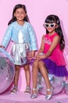 LIL DRAMA_Pink Plain Butter Crepe Embroidery Patch Barbie Layered Dress _at_Aza_Fashions