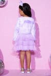 Shop_LIL DRAMA_Purple Fur Fabric Embroidery Patch Barbie Jacket Tiered Skirt Set _at_Aza_Fashions