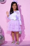 Buy_LIL DRAMA_Purple Fur Fabric Embroidery Patch Barbie Jacket Tiered Skirt Set _Online_at_Aza_Fashions