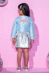 Shop_LIL DRAMA_Blue Fabric Shimmery Heart Rockstar Jacket Skirt Set_at_Aza_Fashions