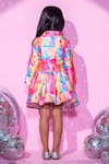 Shop_LIL DRAMA_Pink Satin Print Barbie Text Crop Jacket Skirt Set_at_Aza_Fashions