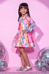 Buy_LIL DRAMA_Pink Satin Print Barbie Text Crop Jacket Skirt Set_Online_at_Aza_Fashions