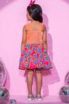Shop_LIL DRAMA_Peach Plain Velvet Embroidery Patch Barbie Crop Top With Heart Print Skirt_at_Aza_Fashions