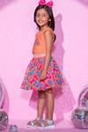 Buy_LIL DRAMA_Peach Plain Velvet Embroidery Patch Barbie Crop Top With Heart Print Skirt_Online_at_Aza_Fashions