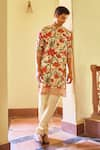 Shop_Ankit V Kapoor_Cream Bemberg Cotton Silk Printed Floral Akbari Mughal Kurta And Pant Set_at_Aza_Fashions