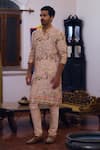 Buy_Ankit V Kapoor_Pink Bemberg Cotton Silk Printed Mughal Garden Amer Kurta And Churidar Set_Online_at_Aza_Fashions