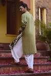 Shop_Ankit V Kapoor_Green Viscose Silk Linen Embroidered Thread Falaknuma Kurta And Pant Set_at_Aza_Fashions