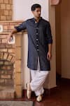 Buy_Ankit V Kapoor_Blue Viscose Cotton Silk Embroidered Thread Fateh Sequin Kurta And Salwar Set_at_Aza_Fashions