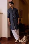 Buy_Ankit V Kapoor_Blue Viscose Cotton Silk Embroidered Thread Fateh Sequin Kurta And Salwar Set