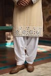 Buy_Ankit V Kapoor_Off White Silk Chanderi Embroidered Mirror Juna Mahal Work Kurta And Salwar Set_Online_at_Aza_Fashions