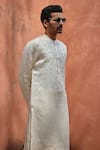 Buy_Ankit V Kapoor_Ivory Viscose Silk Linen Embroidered Roopangarh Paisley Kurta And Salwar Set