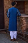 Shop_Ankit V Kapoor_Blue Viscose Cotton Silk Embroidered Mirror Umaid Kurta Salwar Set_at_Aza_Fashions