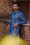 Ankit V Kapoor_Blue Viscose Cotton Silk Embroidered Mirror Umaid Kurta Salwar Set_Online_at_Aza_Fashions