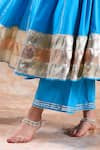 Shop_POMCHA JAIPUR_Blue Anarkali And Pant Cotton Embellished Gota Round Set _Online_at_Aza_Fashions