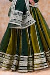 POMCHA JAIPUR_Green Organza Embellished Gota Sweetheart Neck Stripe Lehenga Set _Online_at_Aza_Fashions