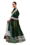 Shop_POMCHA JAIPUR_Green Organza Embellished Gota Sweetheart Neck Stripe Lehenga Set _Online_at_Aza_Fashions