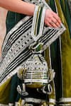 POMCHA JAIPUR_Green Organza Embellished Gota Sweetheart Neck Stripe Lehenga Set _Online