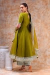 Shop_POMCHA JAIPUR_Green Organza Embellished Gota V Neck Lace Border Anarkali Set _at_Aza_Fashions