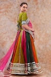 Shop_POMCHA JAIPUR_Multi Color Organza Embellished Gota Leaf Neck Lehenga Blouse Set_at_Aza_Fashions