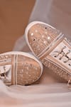 Shop_AROUND ALWAYS_Peach Mirror Aarshi Embroidered Shoes _at_Aza_Fashions