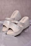 Buy_AROUND ALWAYS_Ivory Bead Evelyn Shimmer Sequin Embroidered Wedges _at_Aza_Fashions