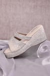 AROUND ALWAYS_Ivory Bead Evelyn Shimmer Sequin Embroidered Wedges _Online_at_Aza_Fashions