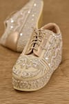 Buy_AROUND ALWAYS_Ivory Bead Madhuban Sequin Embroidered Sneakers _at_Aza_Fashions