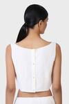 Shop_LAITE_White 70% Cotton Solid Round Sleeveless Saree Blouse _at_Aza_Fashions