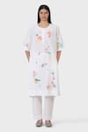 Buy_LAITE_White 70% Cotton Embroidered Pear Garden Floral Kurta With Pant  _at_Aza_Fashions