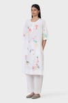 Buy_LAITE_White 70% Cotton Embroidered Pear Garden Floral Kurta With Pant  _Online_at_Aza_Fashions