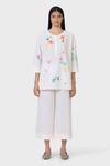 Buy_LAITE_White 70% Cotton Embroidered Pear Garden Short Kurta With Pant  _at_Aza_Fashions