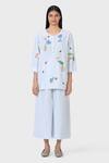 Buy_LAITE_Blue 70% Cotton Embroidered Pear Garden Floral Short Kurta With Pant  _at_Aza_Fashions