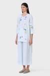 Buy_LAITE_Blue 70% Cotton Embroidered Pear Garden Floral Short Kurta With Pant  _Online_at_Aza_Fashions