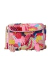 Shop_Gin & Tonic_Pink Embellished Bead Mosaic Sling Bag_Online_at_Aza_Fashions