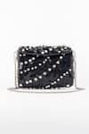 Shop_Gin & Tonic_Black Embellished Jewel Stripe Sling Bag _at_Aza_Fashions