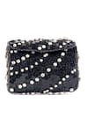 Gin & Tonic_Black Embellished Jewel Stripe Sling Bag _Online_at_Aza_Fashions