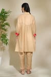 Shop_The Home Affair_Beige Cambric Muslin Cotton Embellished Sequin V-neck Placement Tunic With Pant _at_Aza_Fashions