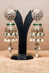 Shop_Nayaab by Sonia_Gold Plated Stone Angoori Studded Pearl Tasselled Jhumkas _at_Aza_Fashions