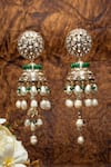 Shop_Nayaab by Sonia_Gold Plated Stone Angoori Studded Pearl Tasselled Jhumkas _Online_at_Aza_Fashions