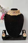 Buy_Nayaab by Sonia_Gold Plated Semi Precious Stones Crown Jewel Studded Choker Necklace Set _Online_at_Aza_Fashions