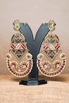 Shop_Nayaab by Sonia_Gold Plated Stone Gauri Rani Studded Geometric Chandbalis _at_Aza_Fashions