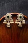 Nayaab by Sonia_Gold Plated Emerald Stone Harit Rani Polki Studded Jhumka _Online_at_Aza_Fashions