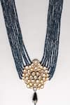 Nayaab by Sonia_Gold Plated Stone Imperial Grace Jadau Pendant Bead Necklace _Online_at_Aza_Fashions