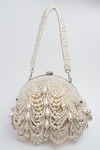 Buy_Nayaab by Sonia_Off White Pearl Oyster Frame Snowflake Embellished Potli Clutch _at_Aza_Fashions