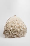 Buy_Nayaab by Sonia_Off White Pearl Oyster Frame Snowflake Embellished Potli Clutch _Online_at_Aza_Fashions