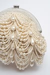 Buy_Nayaab by Sonia_Off White Pearl Oyster Frame Snowflake Embellished Potli Clutch 