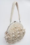 Shop_Nayaab by Sonia_Off White Pearl Oyster Frame Snowflake Embellished Potli Clutch 